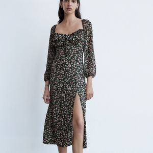 Zara midi floral print dress NWOT